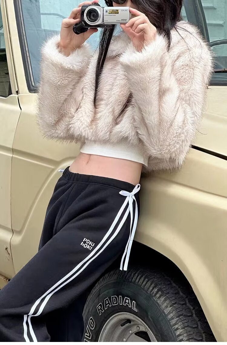 Women's Bow Bandage Sweatpants Straight Wide Leg Casual Sports Pants