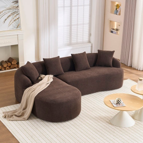 Full Compression Sponge L-Shape Sectional Sofa, Modular Chaise Chenille Couch, 30D High-Density