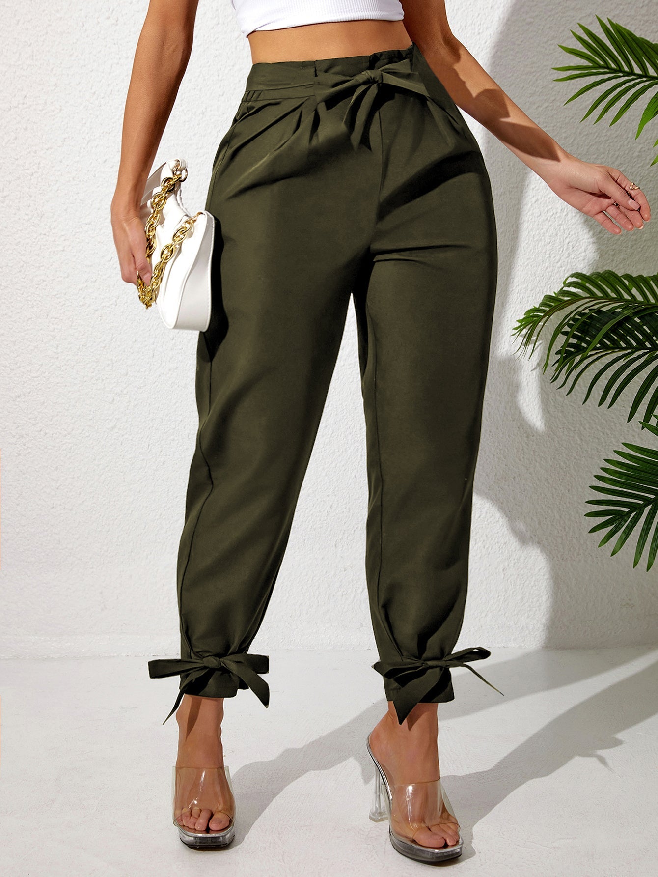Plus Size Ankle Strap With Edge Casual Women's Pants