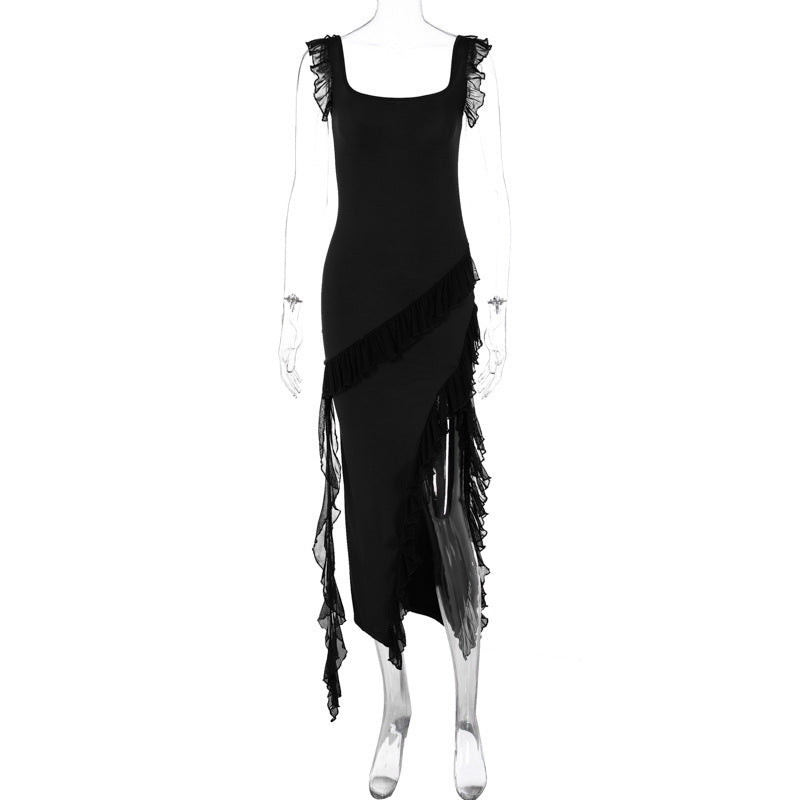 Female Fashionable Stringy Selvedge Stitching Dress