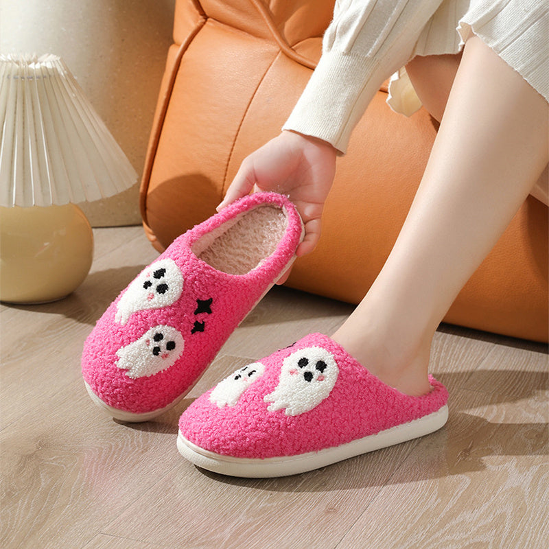 Cartoon Ghost Cotton Slippers For Women Indoor Non-slip Bedroom Floor Slipper Winter House Shoes