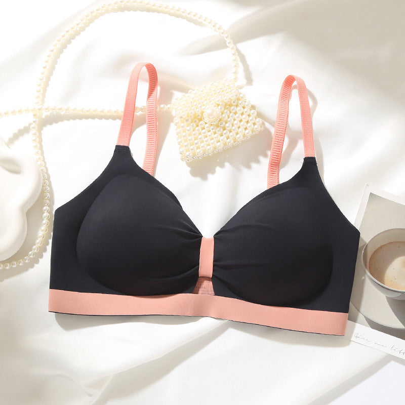 Sweet Bow Small Chest Push Up Bra Seamless Simple Wireless Underwear