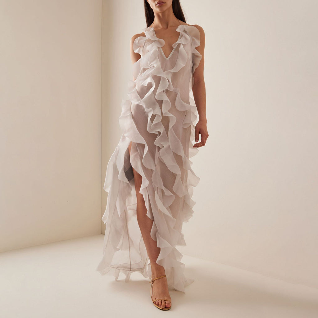 Women's Dress Deep V Transparent Sling