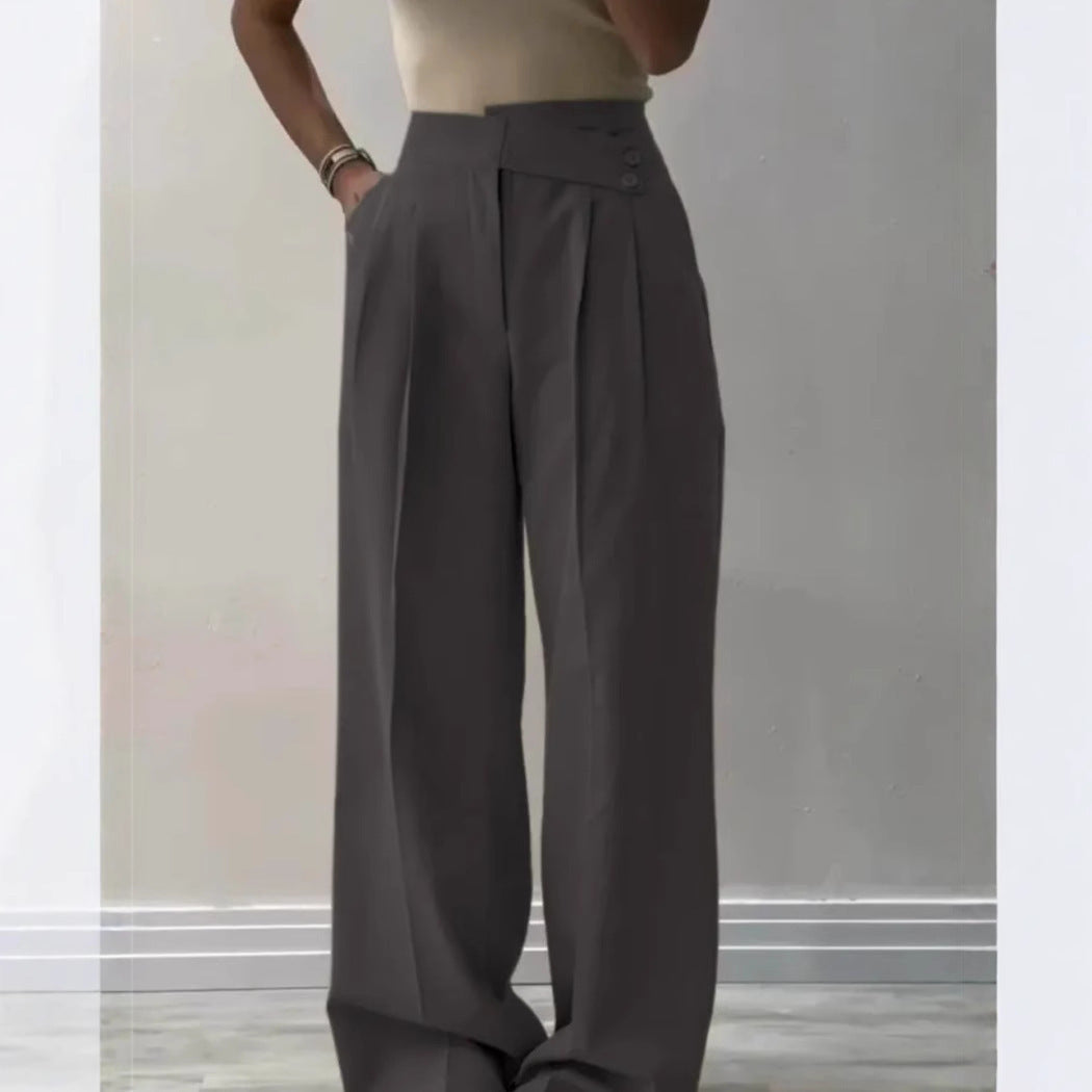 Women's Irregular Waist Wide Leg Pants Suit Pants