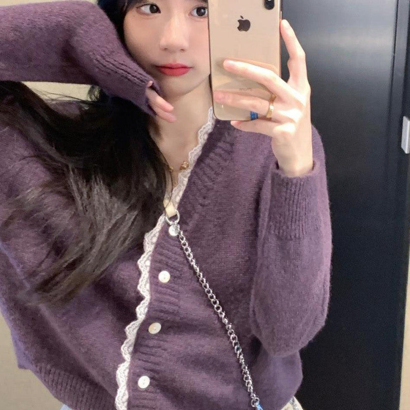 Short Sweater Women's Design Sense Lace Cardigan Coat