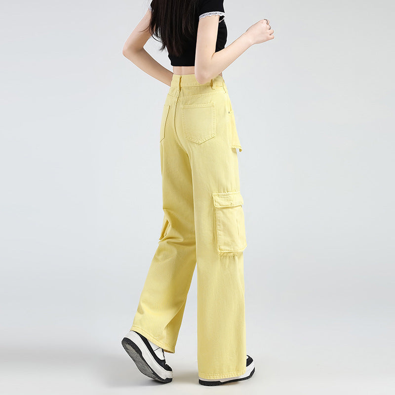 Lemon Yellow Overalls Jeans For Women
