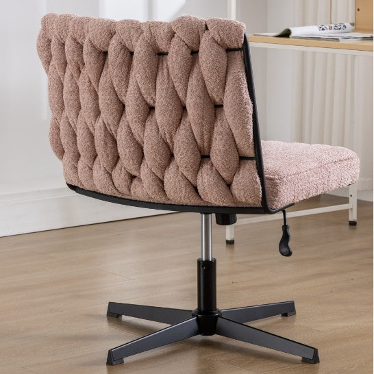 Pink Armless Office Desk Chair No Wheels