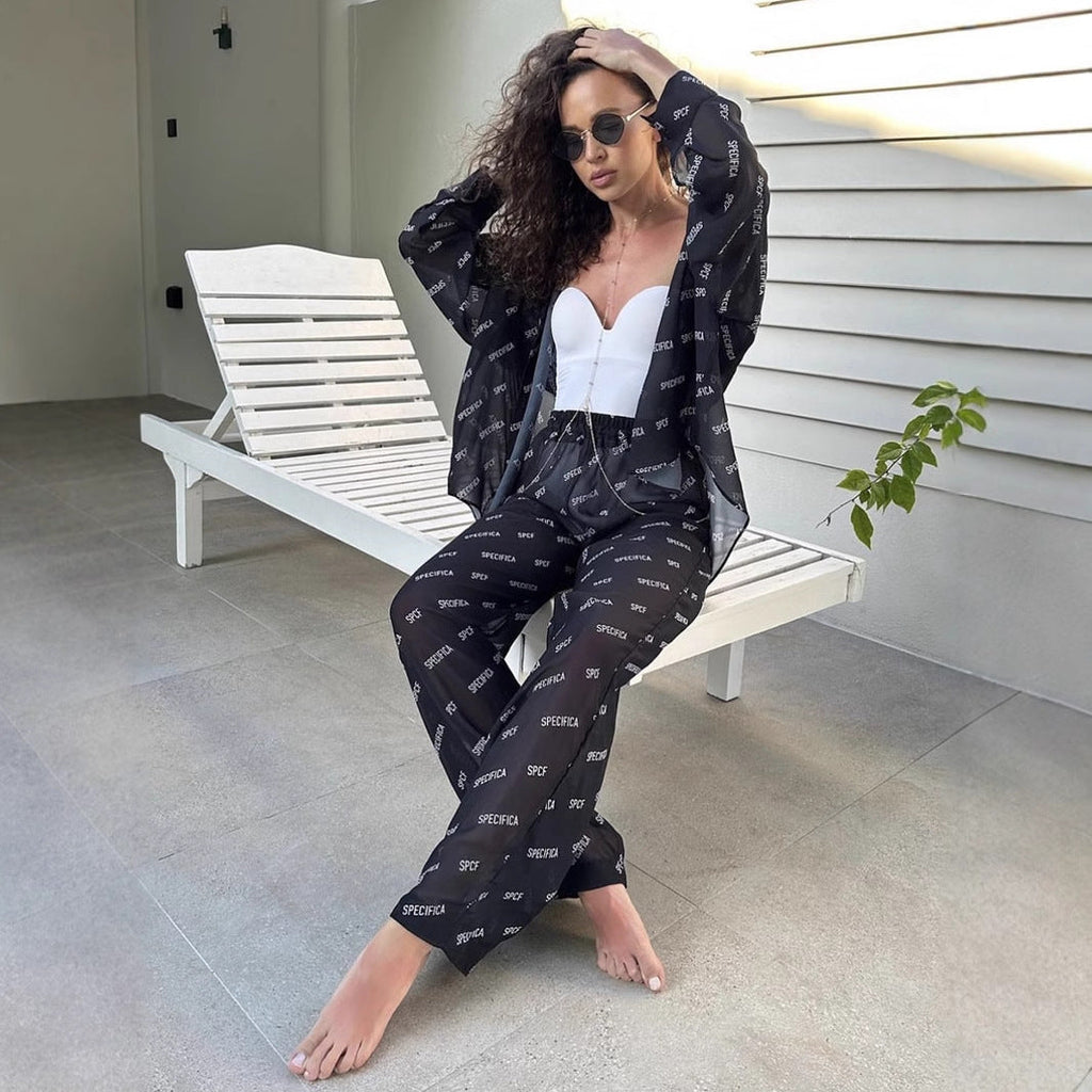 Women's Printed Chiffon Trousers Suit