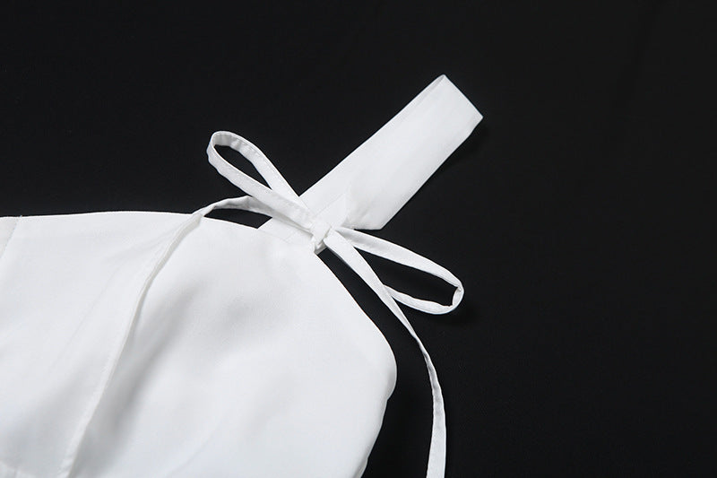 Sweet Girl Bow V-neck Solid Color Slim-fitting Suspenders Top