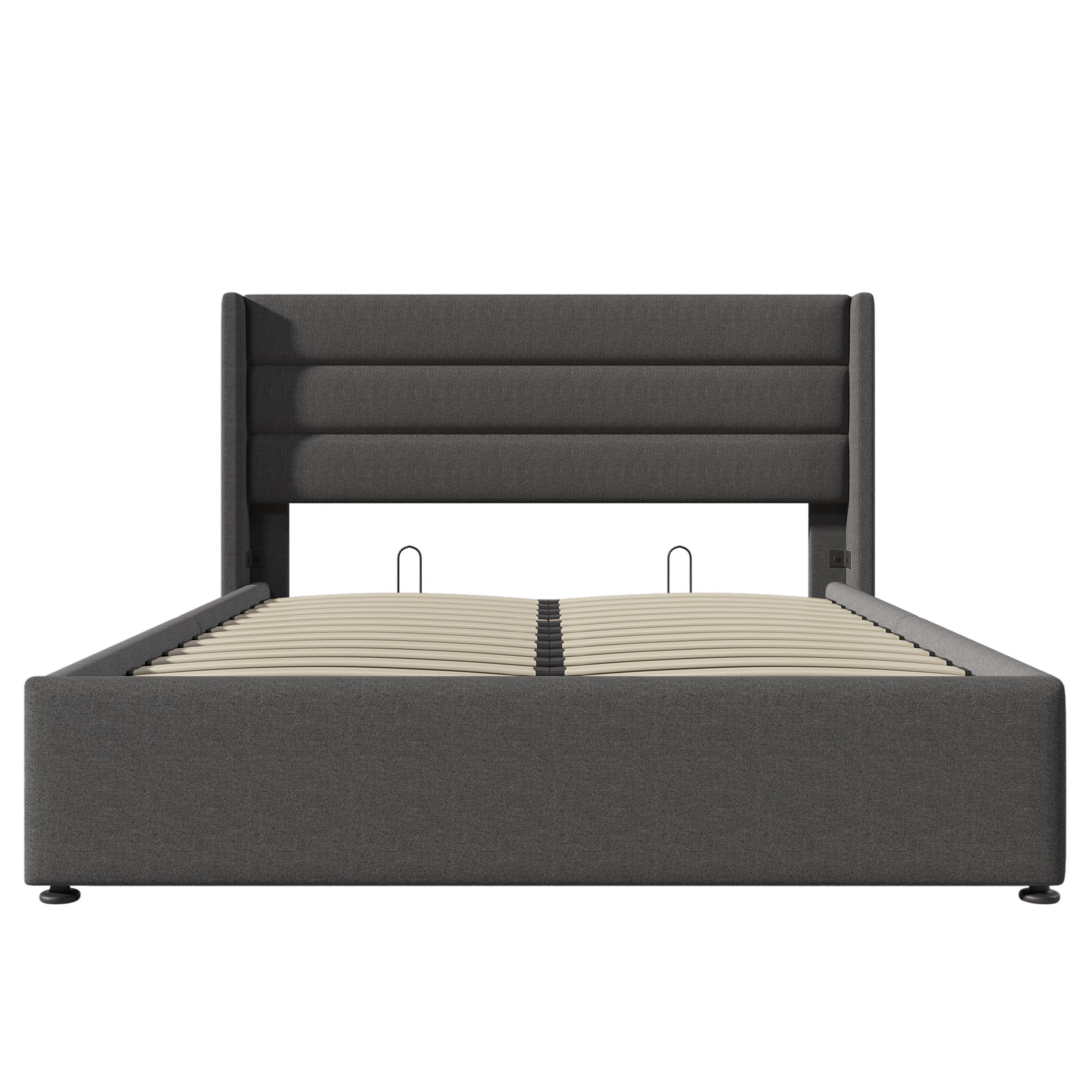 Linen Bed With Metal Frame Panels