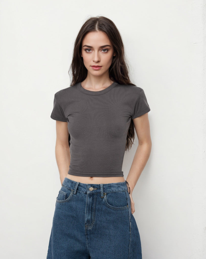 Classic Shoulder Hot Girl Sports Bottoming Skinny Top