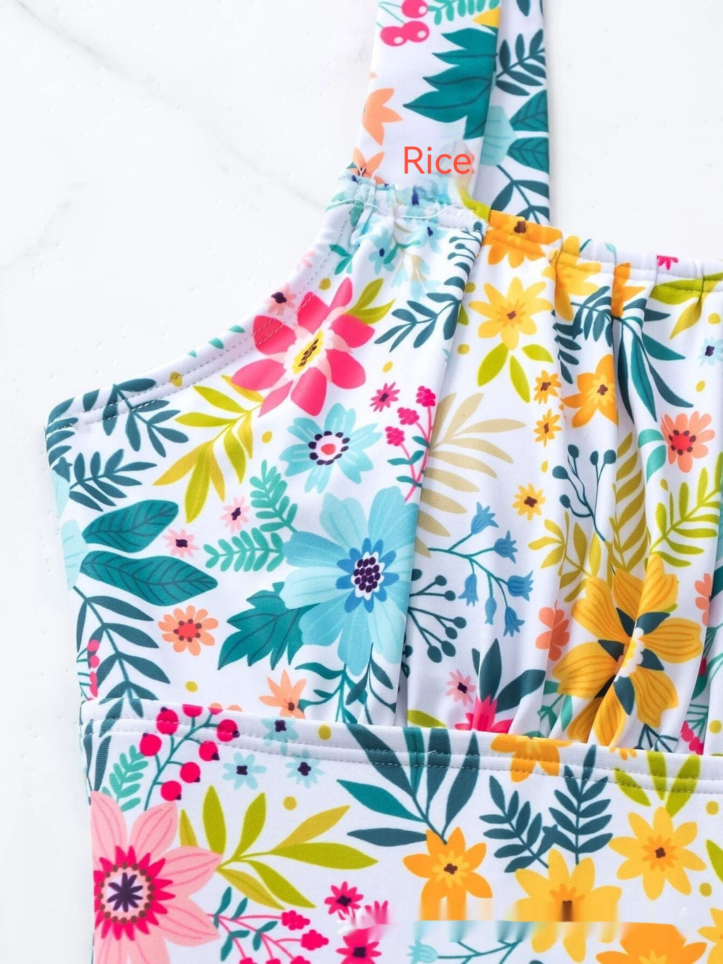 Pastoral Style Floral Print Full-bed One-piece Swimsuit For Women