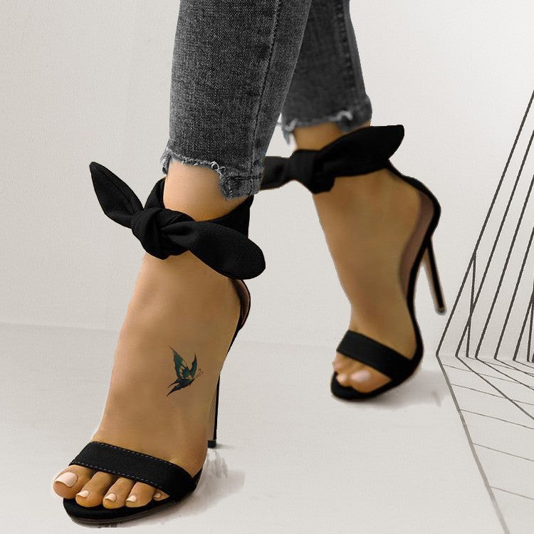 Ladies High-heeled Bow Sandals