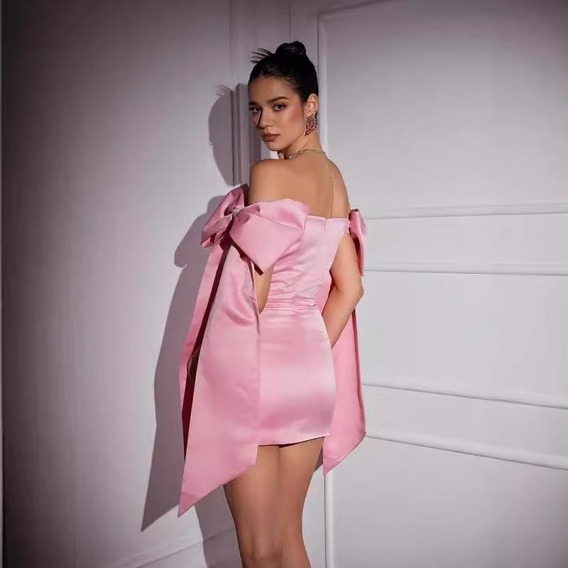 Women's Fashion Bow Satin Dress