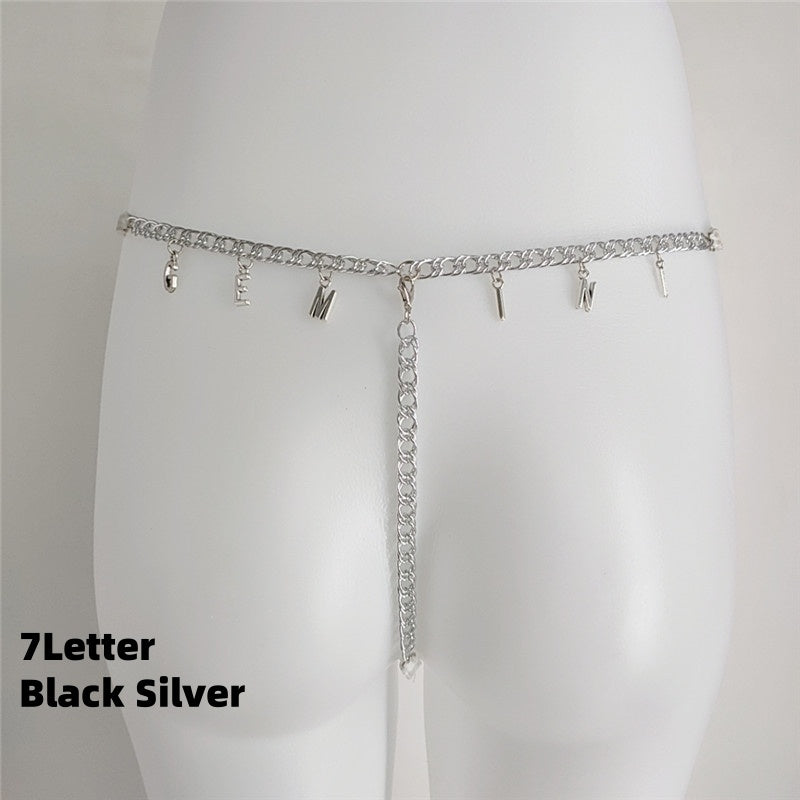 Women Custom Thong With Letter Name Personality G-String Panties Underwear Waist Body Chain Lace Thongs Jewelry Gift