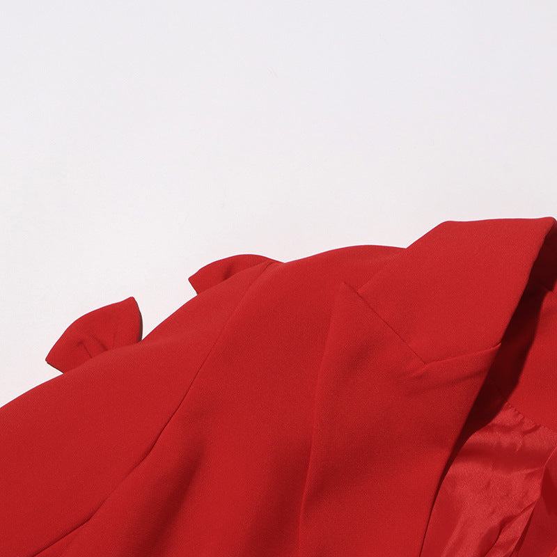 High-grade Stitching Bow Top Loose Straight All-matching Suit Jacket For Women