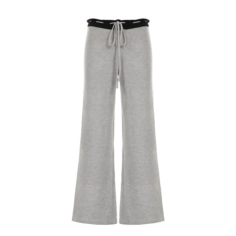 Hot Girl Style Five-pointed Star Lace Up Casual Woolen Trousers