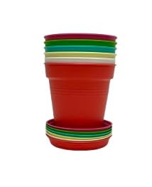 Home Garden Pots 4pk - Flowers, Herbs, Plants, Indoor, Outdoor, Colorful, 13cm Diameter (5in))