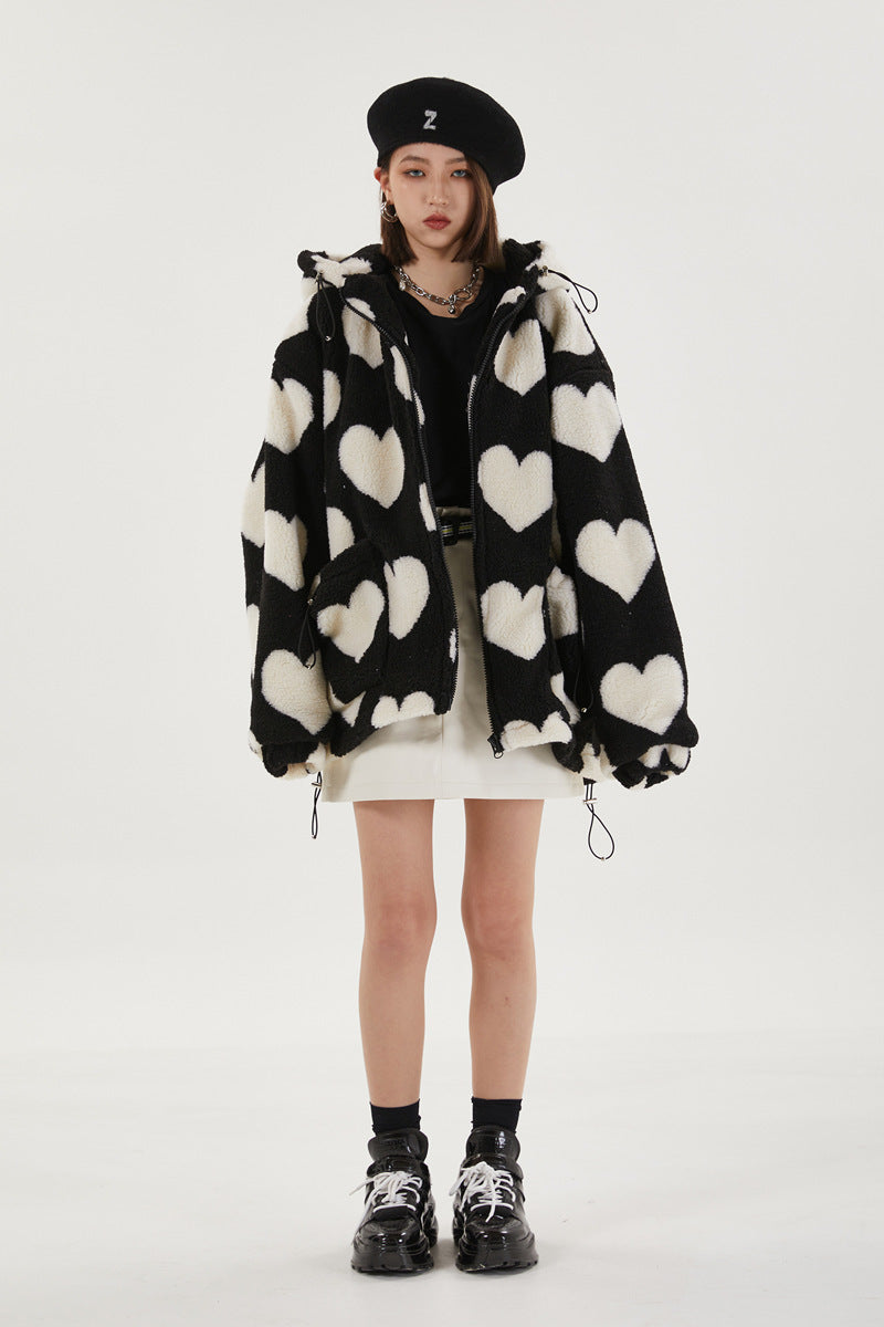 Heart Print Cotton Coat