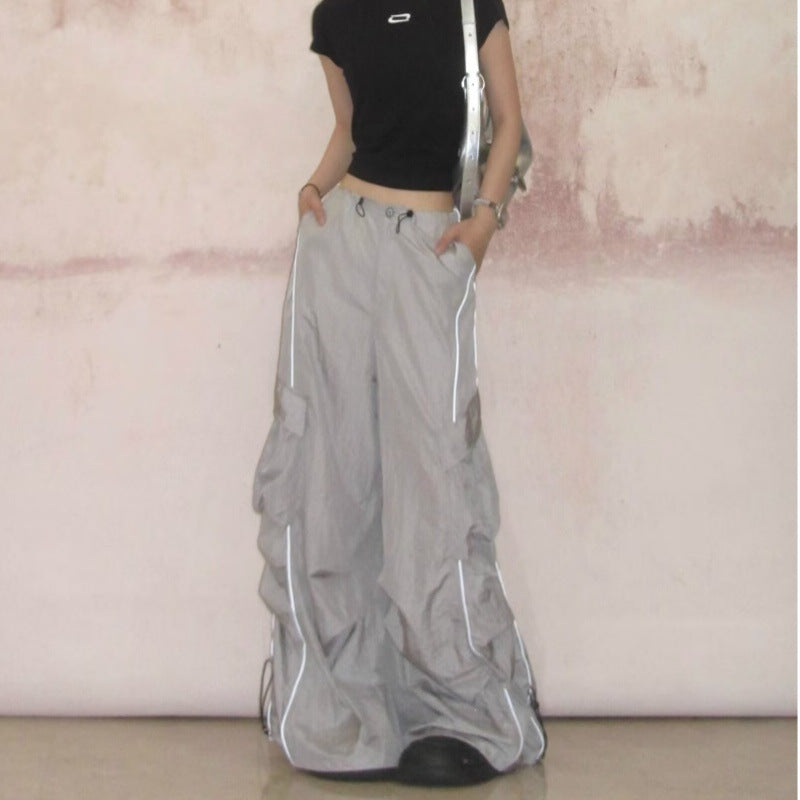 Retro Design Lightweight Breathable Overalls High Waist Loose