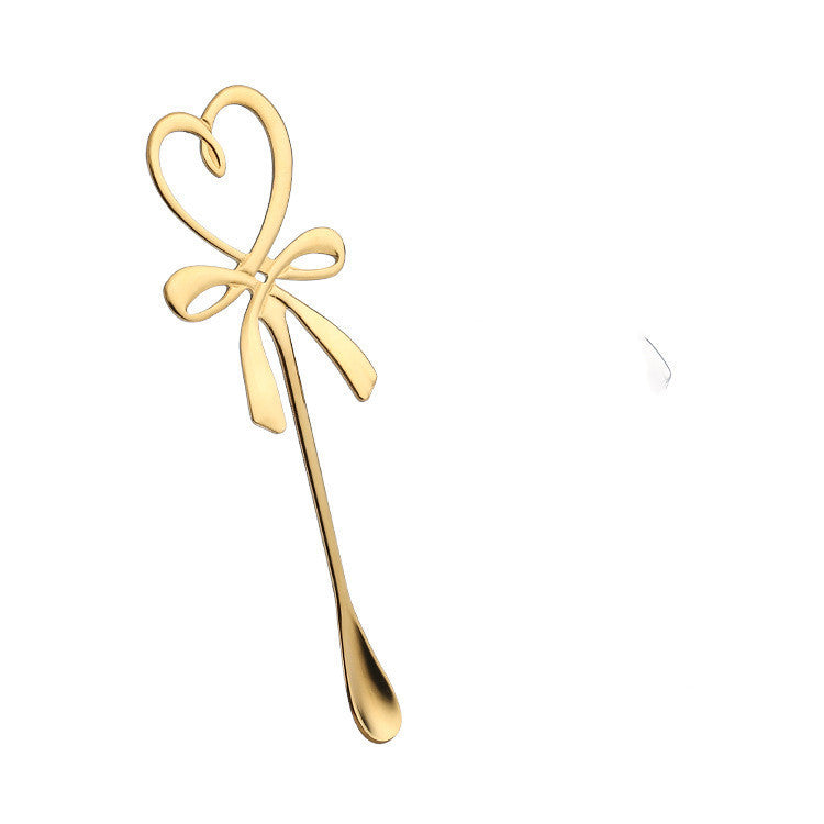 Gold-plated Silver Love Bow Stainless Steel Spoon