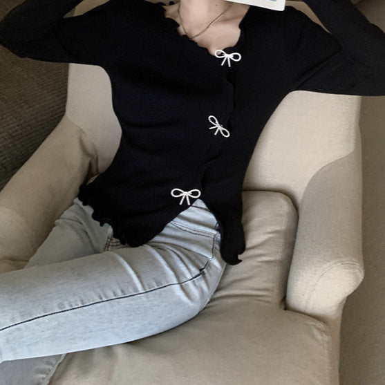 Short Inner Wear Slim Bow Western Style Shirt Top