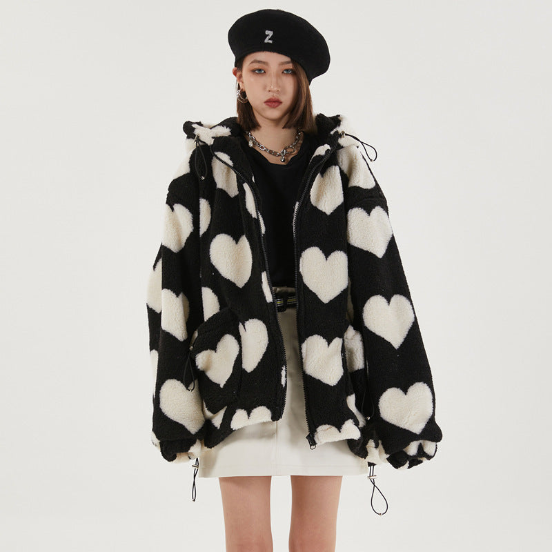 Heart Print Cotton Coat