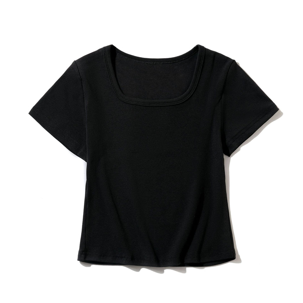 Women's Square Collar Slimming Short-sleeved T-shirt