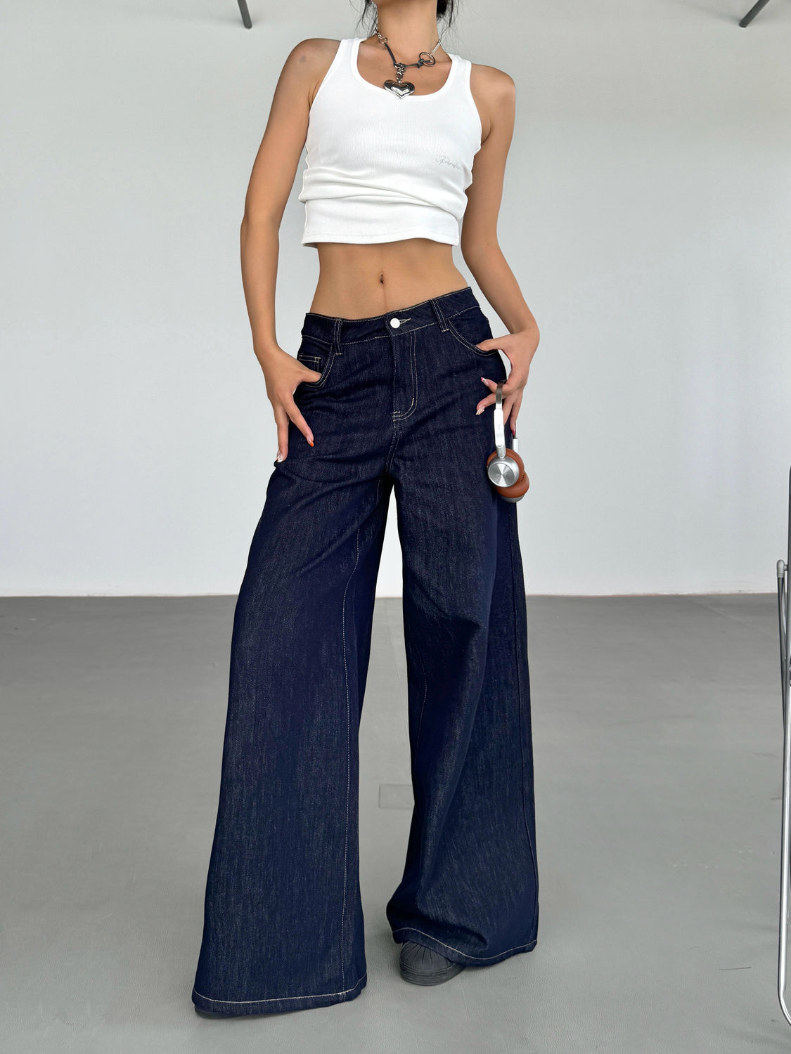 Fashion Retro Wide Leg Jeans For Women