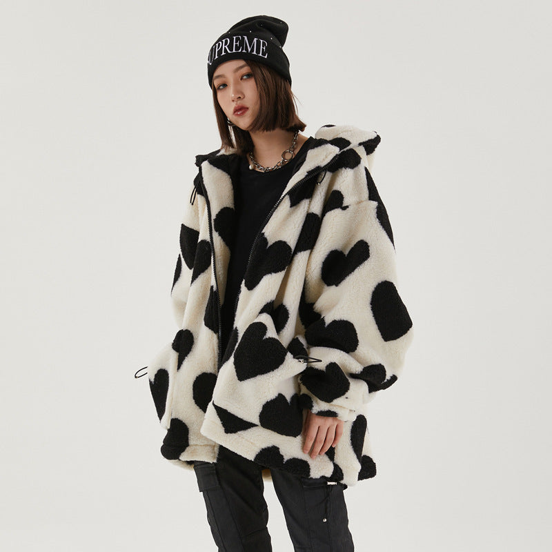 Heart Print Cotton Coat