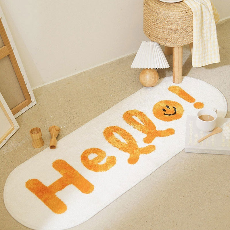 Hello Cartoon Pattern Rug, Washable