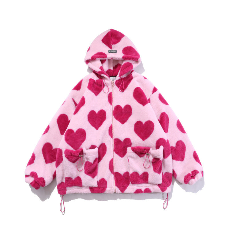 Heart Print Cotton Coat