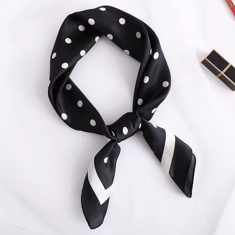 Satin Bow Tie Bow Point Small Silk Scarf