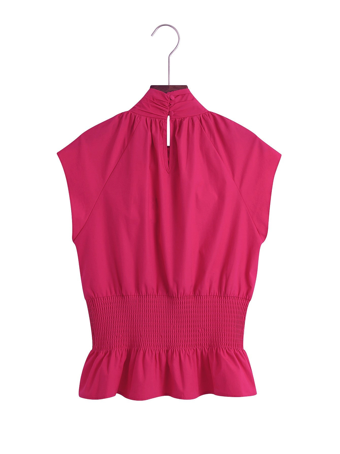 Ladies Bow Tie Bow Tie Waist Ruffled Sleeveless Shirt