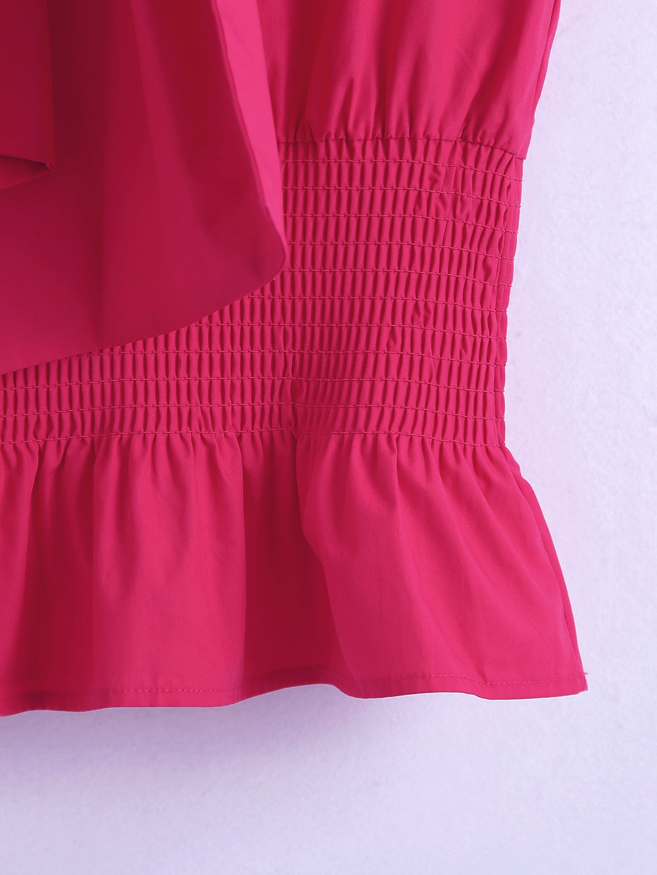 Ladies Bow Tie Bow Tie Waist Ruffled Sleeveless Shirt