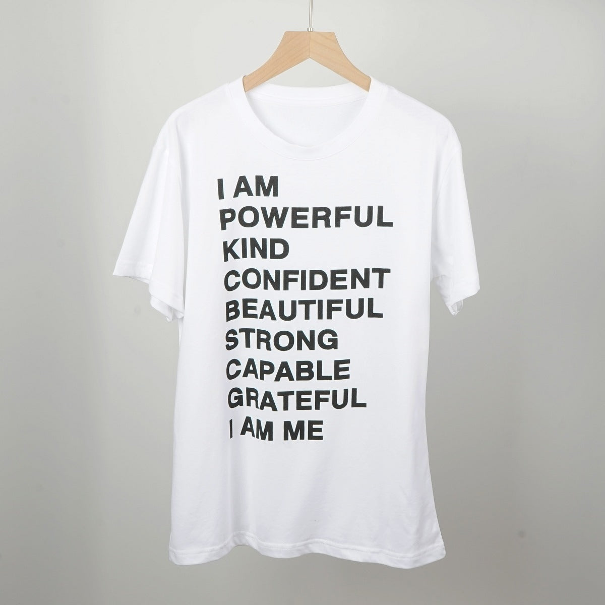 Short-Sleeve White Tees Women Shirt Letter Print O-Neck Cotton