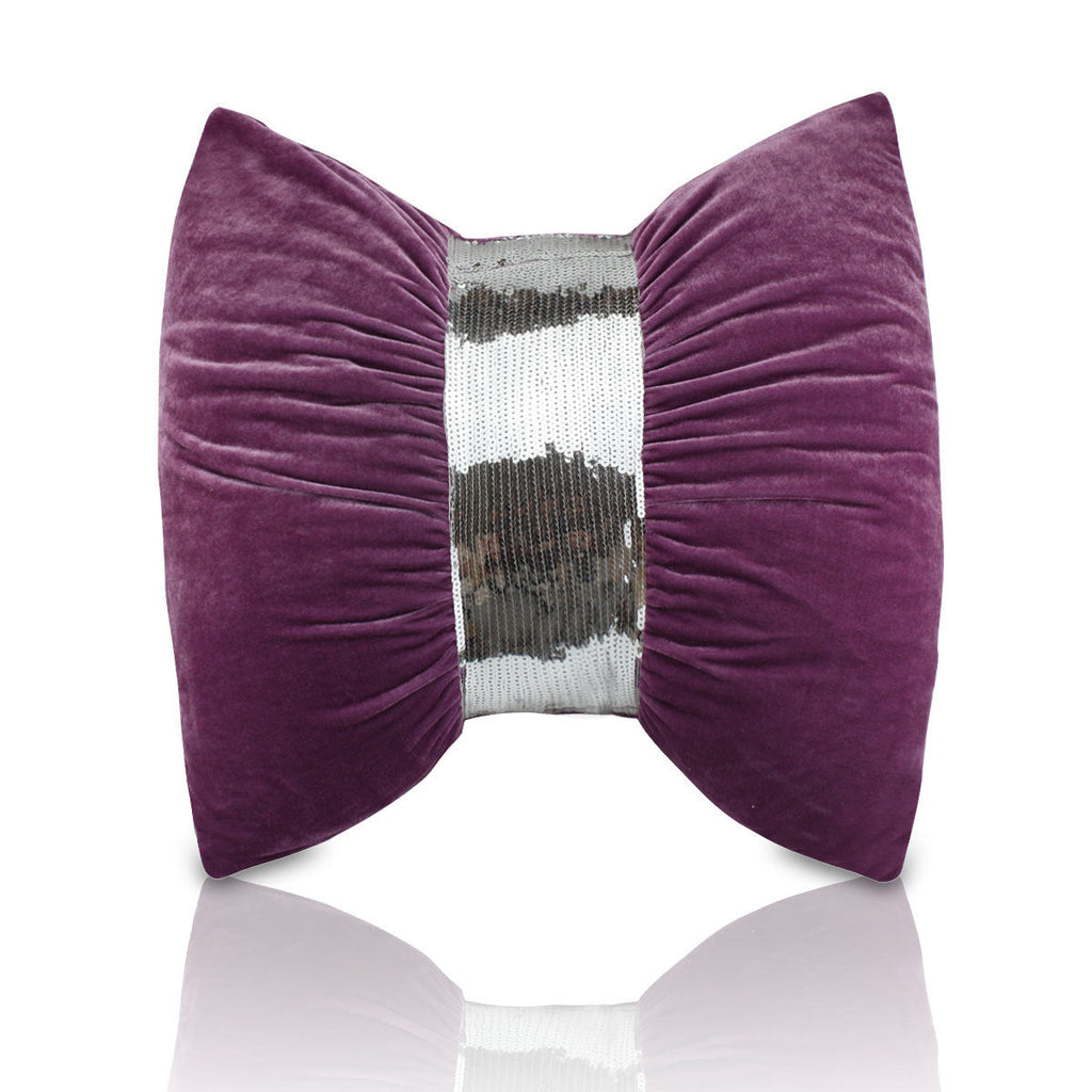 Velvet Bow Sequin Sofa Cushion