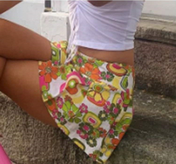 Retro Paisley Print Y2K Mini Skirts Women Sexy Cute Straight Split Green Skirt