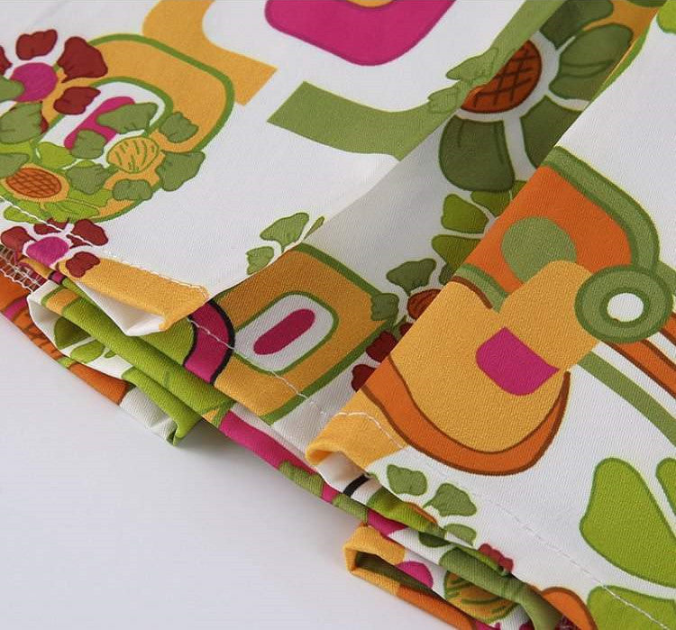 Retro Paisley Print Y2K Mini Skirts Women Sexy Cute Straight Split Green Skirt