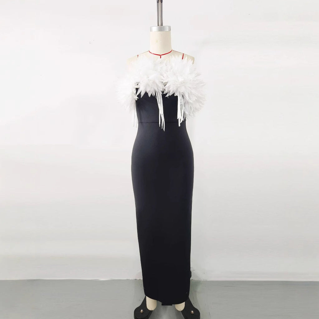 Women Bandage White Elegant Flowers Dress