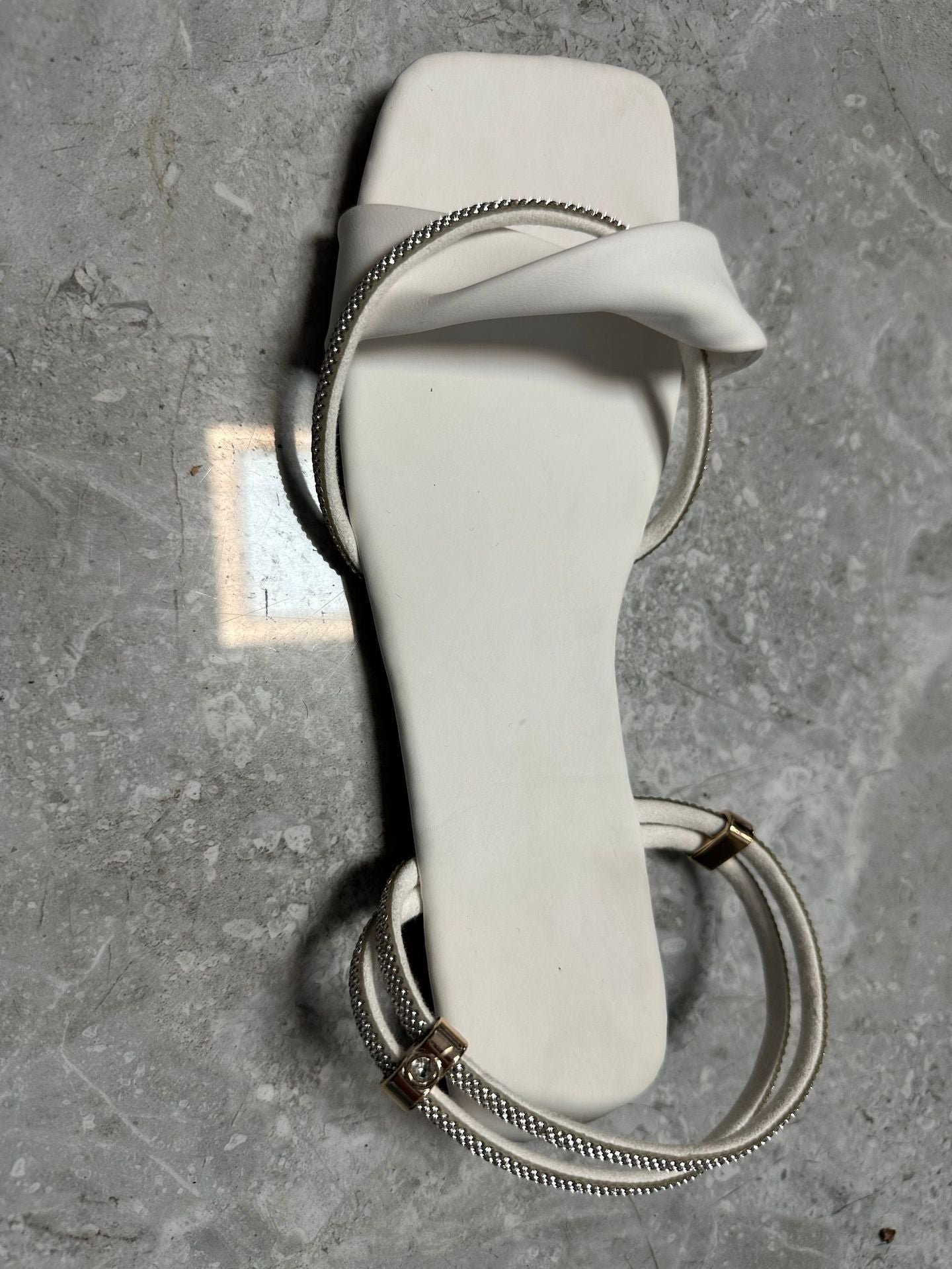 Women Bow Chunky Heel Outdoor Summer Mid Heel Rhinestone Sandals