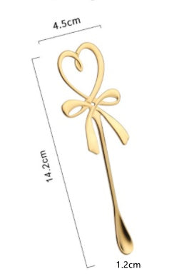 Gold-plated Silver Love Bow Stainless Steel Spoon