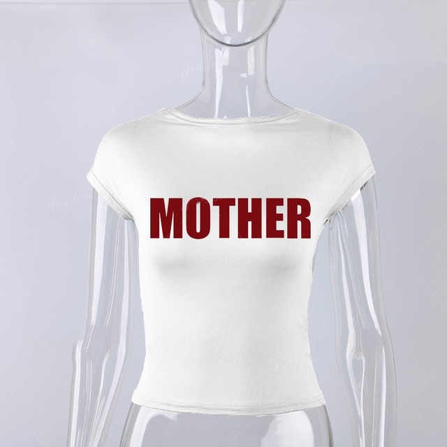 Short Sleeve Backless Y2K Mother F Clothes Crop Top Women