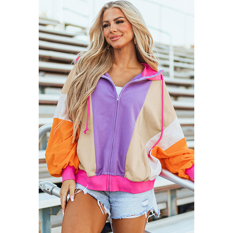 Dopamine Color Hooded Coat Sweatshirt Women
