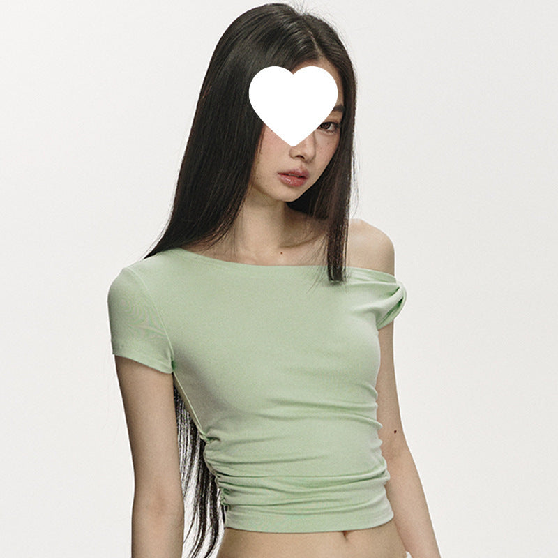 Pure Desire Style Short Cotton Short Sleeve Slim Slimming Sense Of Design Top For Women