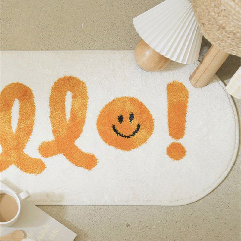 Hello Cartoon Pattern Rug, Washable