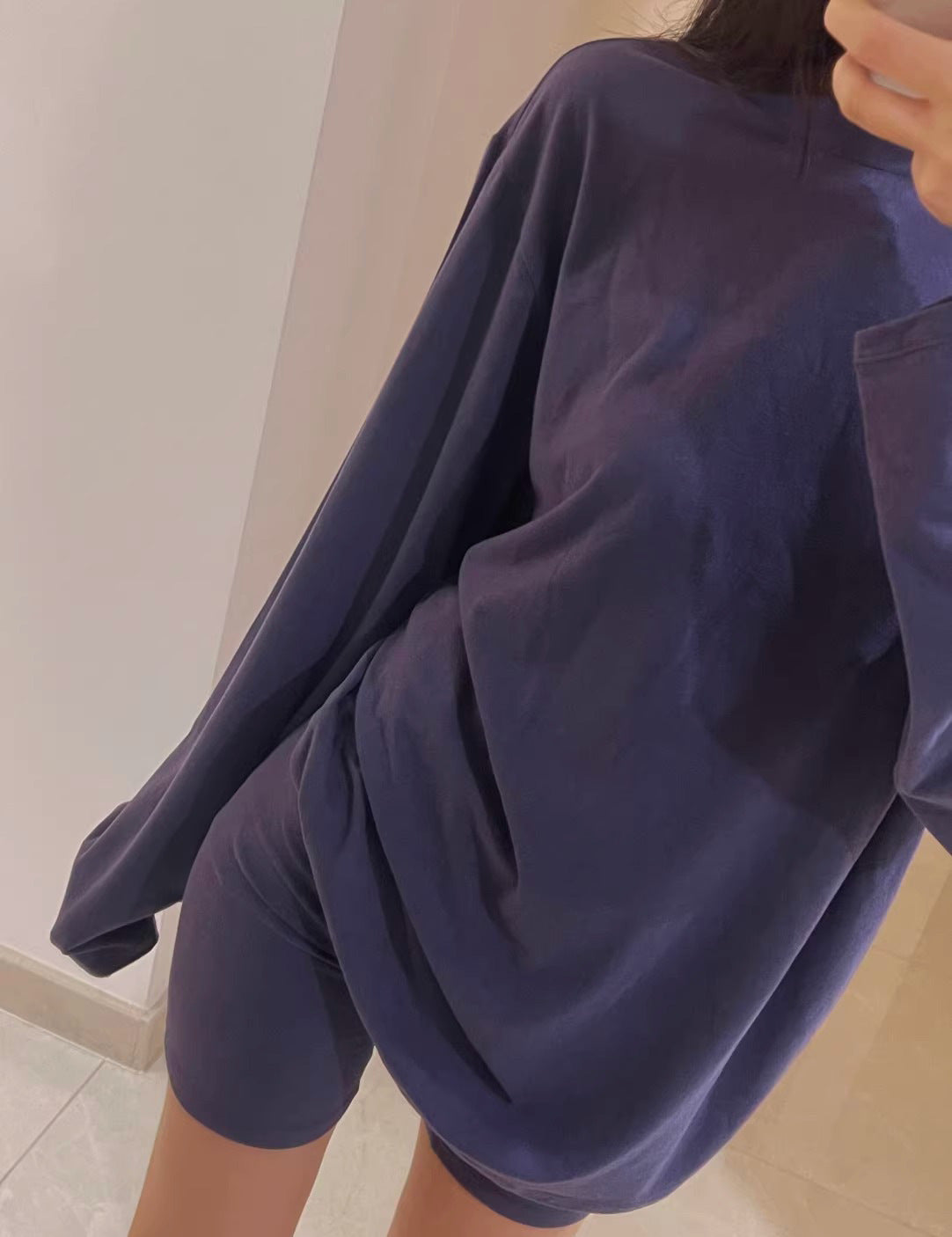 Lazy Skin-friendly Texture Loose Long-sleeved T-shirt For Women