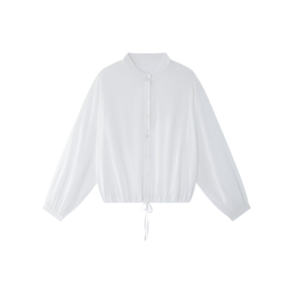 Linen Stand Collar Shirt Light Thin And Loose Button Top