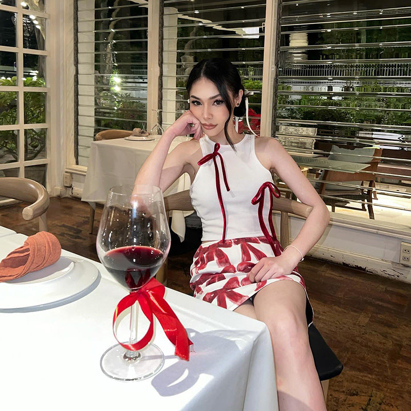 Slim Fit Bow Halterneck Top Women