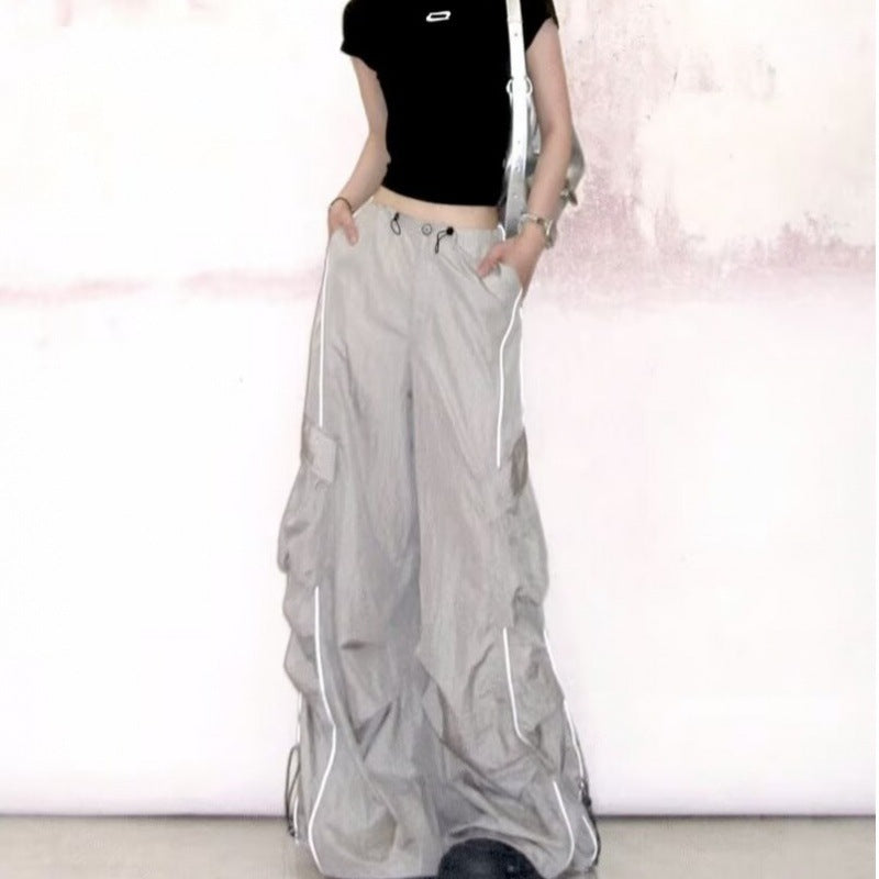 Retro Design Lightweight Breathable Overalls High Waist Loose